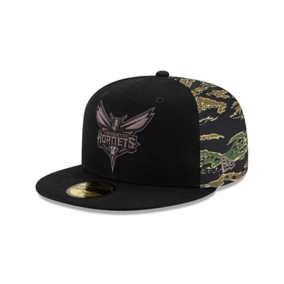 Charlotte Hornets Gorra | New Era NBA Camo Panel 59fifty Fitted Cap Mexico - Negros